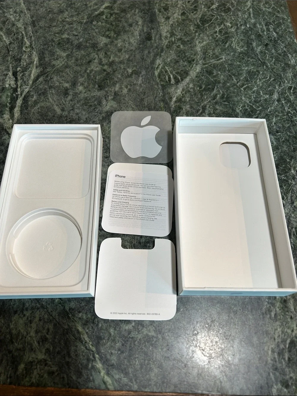 Apple iPhone 14 White Packaging Inserts and Logo Sticker- Empty Box only-